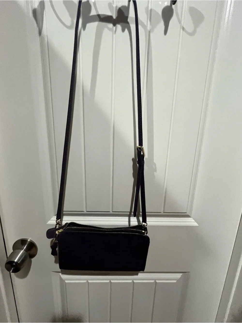 Tory Burch Purple Leather Double-Zip Crossbody with Gold Logo